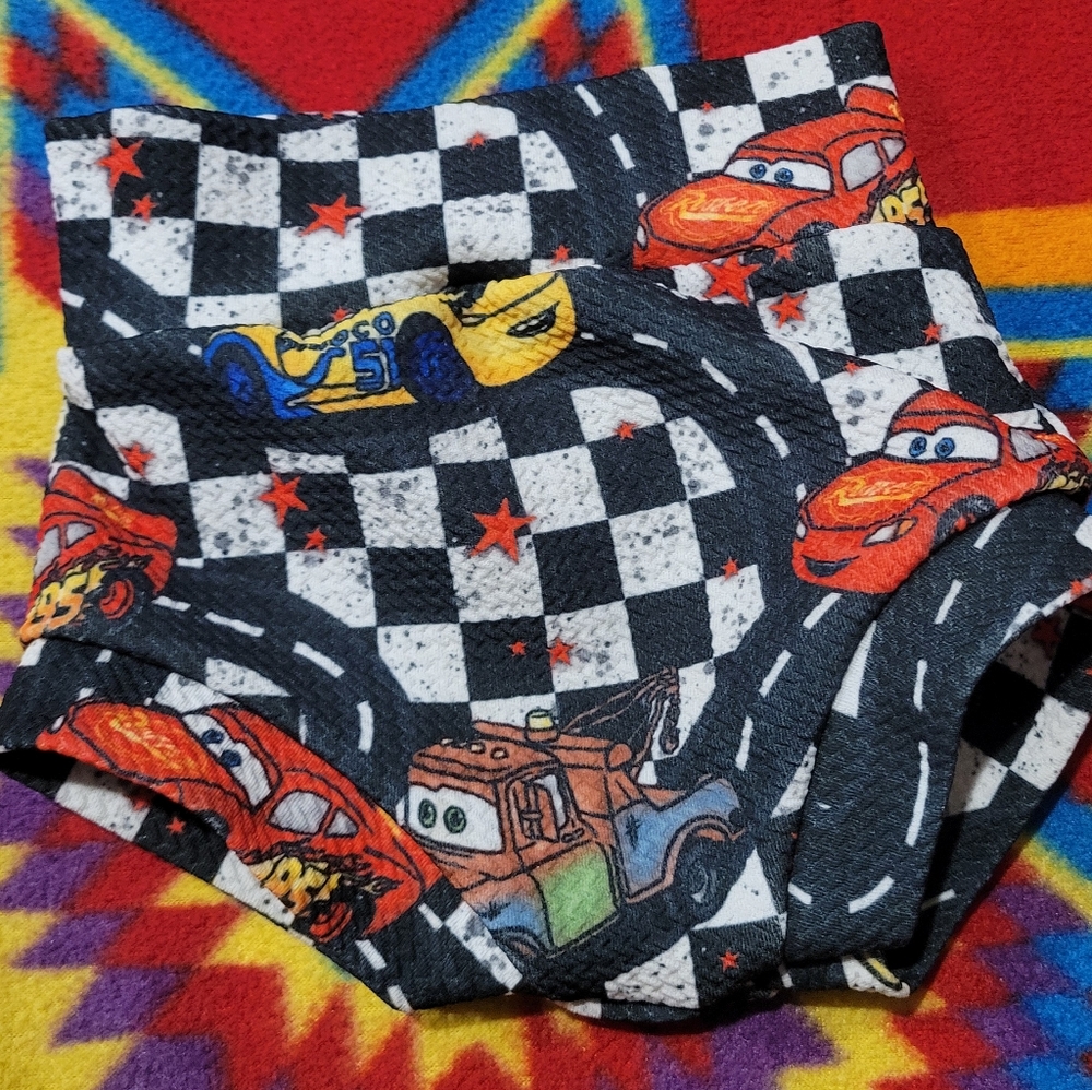 Kids' Cars Themed Checkered Bloomers